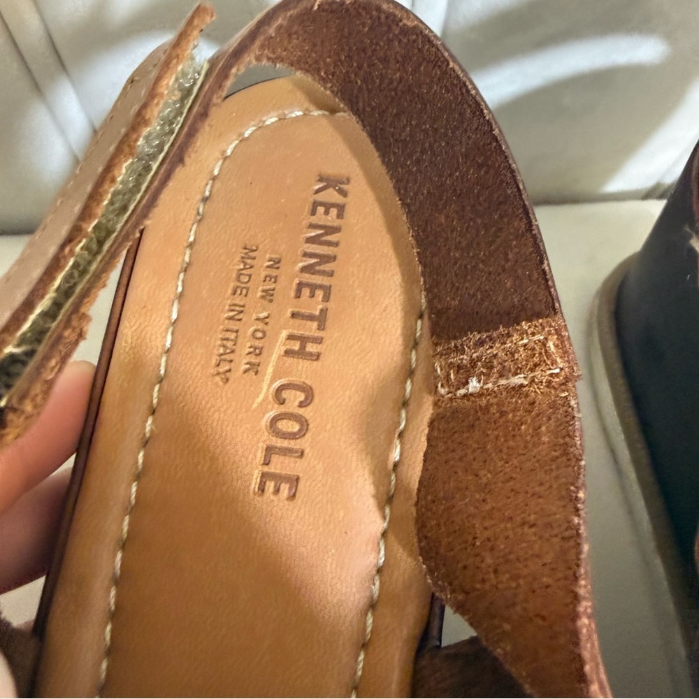 Kenneth Kole New York Brown Leather Platform Sandals Size EUR 39 - Picture 4 of 13